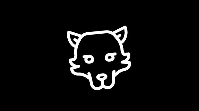 Stylized white wolf head icon on a black background, simple and modern design