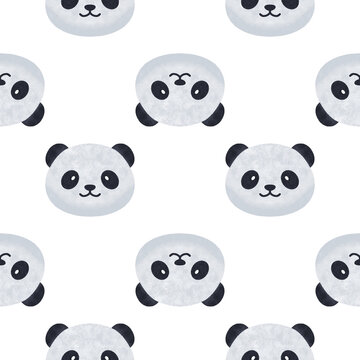 panda, seamless panda bear pattern for fabric and wallpaper designs. Cute cartoon animal print.