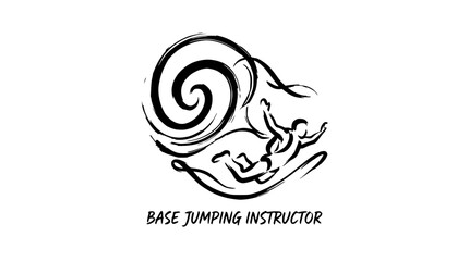 Minimalist base jumping instructor swirl action logo. © gerrymurniawan