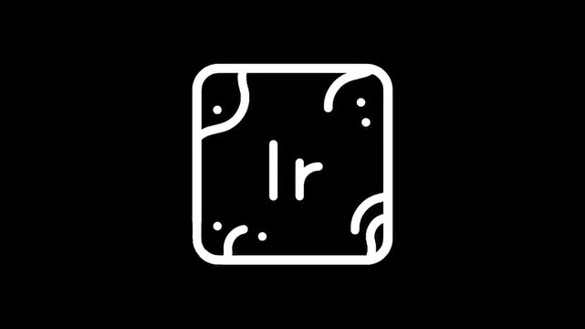 Periodic table element symbol for Iridium, atomic number 77, represented by Ir
