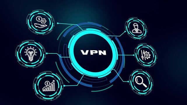 VPN Technology Animation for Secure Internet Access, Encrypted Network Connection and Online Privacy Protection