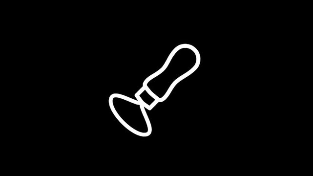 Simple white line drawing of a trowel on a black background