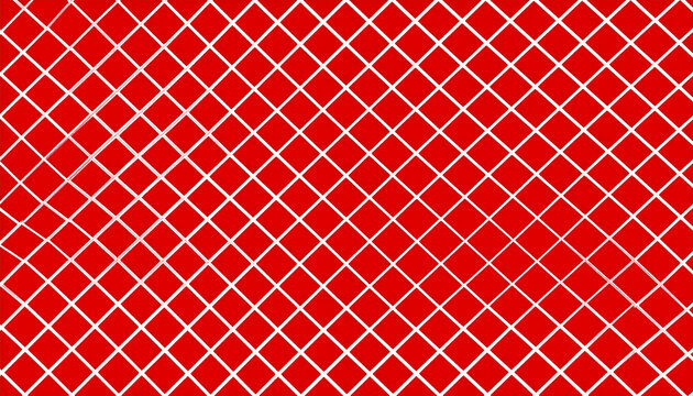 Red and white diagonal grid pattern background with repeating diamond geometric design