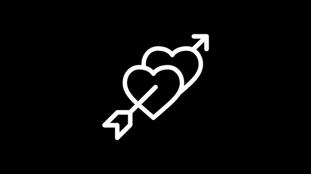 Two hearts pierced by an arrow, a symbol of love and romance, rendered as a clean line art icon