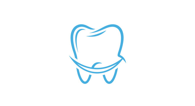 Minimalist Blue Tooth Logo Depicting Oral Hygiene, Dental Care, and Smiling