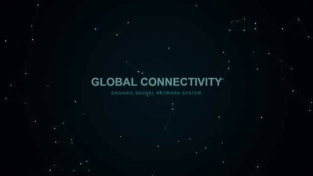 Global Connectivity Organic Neural Network System Animation with Abstract Data Points and Lines on Dark Background