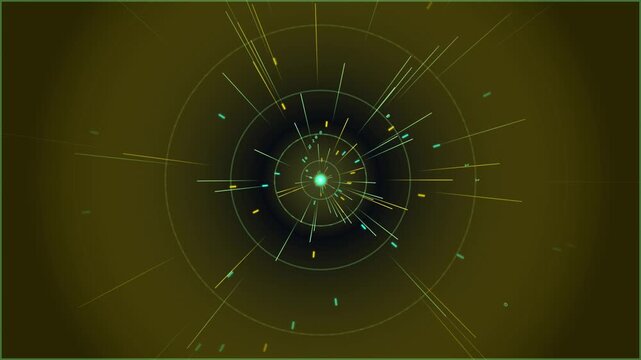 Abstract Digital Data Flow Tunnel Background with Radiating Lines and Binary Code