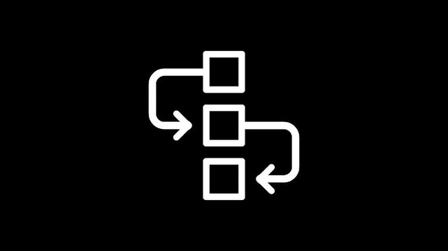 Simple flowchart diagram with three steps and arrows indicating process flow