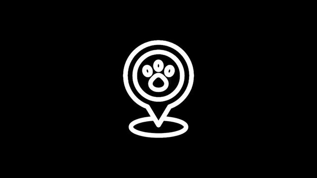 Location pin icon with a paw print inside, representing a pet-friendly place or service