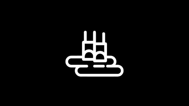 Minimalist white icon of legs standing in a puddle on a black background