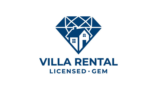 Villa Rental Licensed Gem logo with diamond and house.