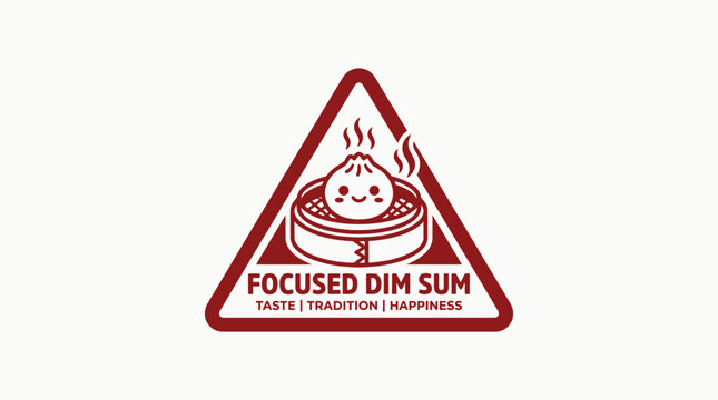 Focused Dim Sum logo with steaming bun in triangle.