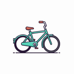 Fototapeta premium Minimalist teal bicycle illustration isolated on white background
