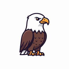 Fototapeta premium Cartoon bald eagle standing mascot isolated on white background.