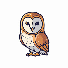 Obraz premium Cute cartoon barn owl illustration isolated on white background