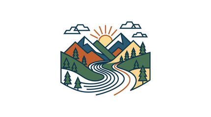 Fototapeta premium Stylized Mountain Landsca