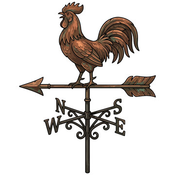 Rooster Weather Vane Cartoon Vector Illustration