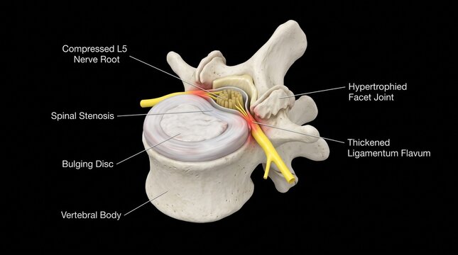 Cross Section Sciatic Nerve Entrapment Intervertebral Foramen Model