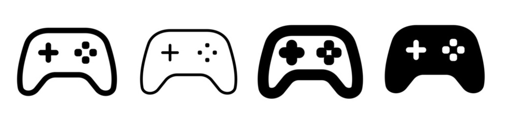 Set of gamepad and joystick line icons isolated on transparent background. Vector illustration collection for gaming, esports, console, technology and digital design © RoseStudio