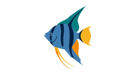 Vibrant blue and yellow angelfish swimming illustration.