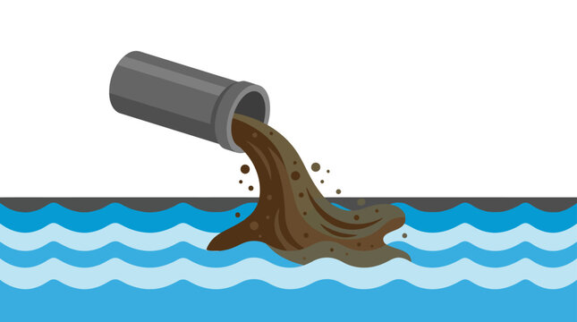 Industrial pipe discharging toxic waste into water source.