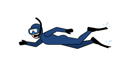 Male freediver swimming underwater in blue wetsuit and flippers. © fitriyani