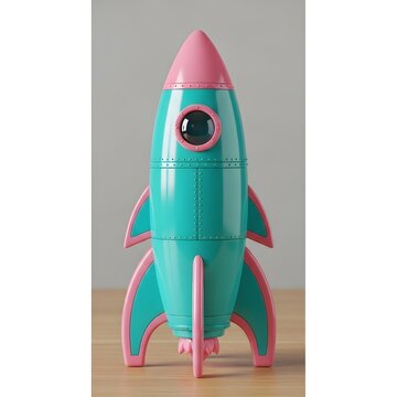 Colorful cartoon rocket ship on launchpad Vector, illustration