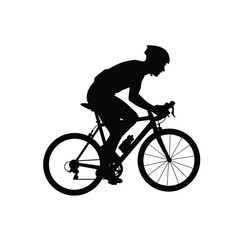 Fototapeta premium Cyclist riding a road bike black silhouette