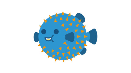 Blue and yellow puffer fish with sharp spines. © Hamdan