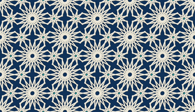 Seamless islamic geometric pattern with arabesque motif
