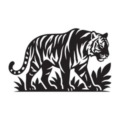 Fototapeta premium Tiger Silhouette Wildlife Vector Icon