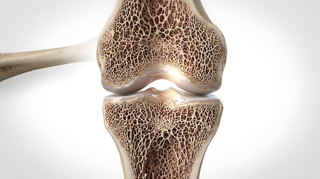 Cross section of human knee joint highlighting spongy bone structure