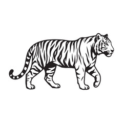 Fototapeta premium Tiger Silhouette Walking Wild Animal Vector
