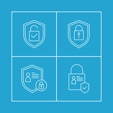 Privacy protection icons including secure profile access and shield symbol
