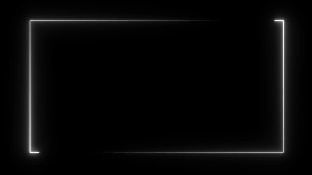 Abstract neon studio background. Square rectangle picture frame with black background.4k video