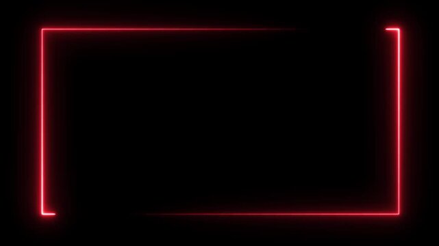 Abstract neon studio background. Square rectangle picture frame with black background.4k video