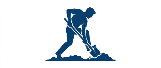 Silhouette of a person digging with a shovel © love