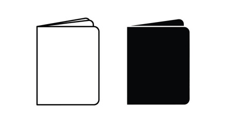 Fototapeta premium Closed notebook outline and black silhouette book