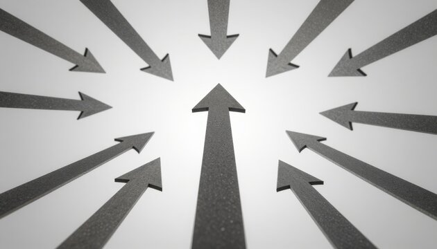 Arrows Converging Toward Center Point