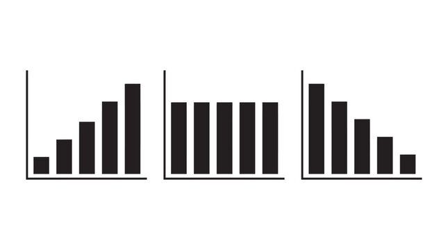 Bar Graph Silhouette With Varying Heights On White Background Silhouette