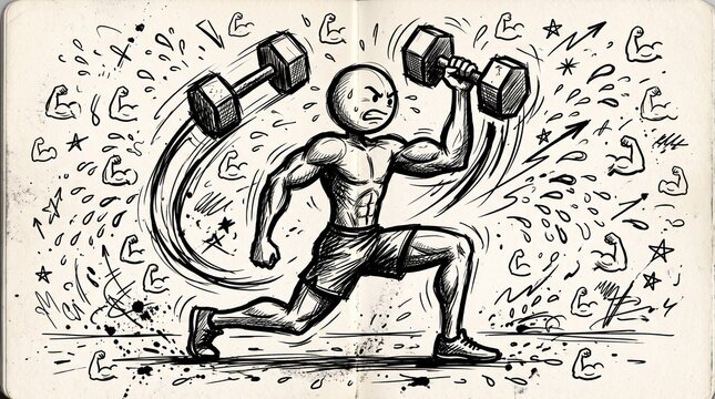 Stick figure working out