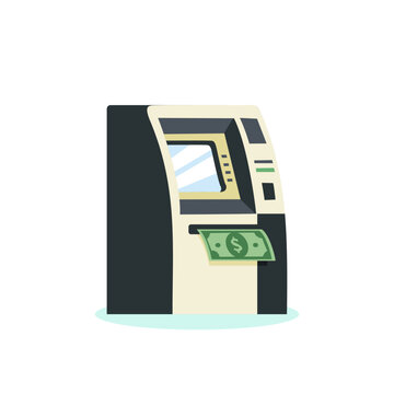 Modern Black ATM Machine Vector