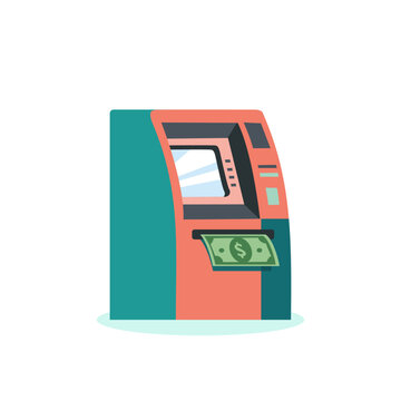 Colorful ATM Cash Dispenser Vector