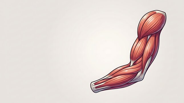 Anatomical human arm muscle structure showing fibers