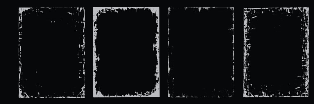 Grunge overlay vector frames. Distressed border texture vector signs set. Grunge border icon. Vintage frame icon.