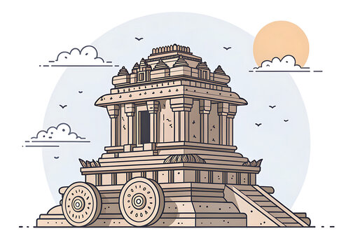Premium vector illustration of Hampi stone chariot
