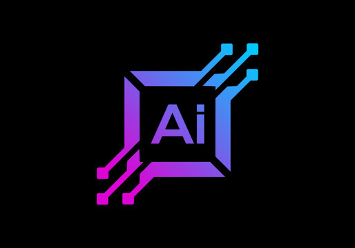 Artificial intelligence processor chip logo design vector for technology systems and digital network innovation