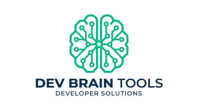 Dev Brain Tools logo with a circuit board brain icon.