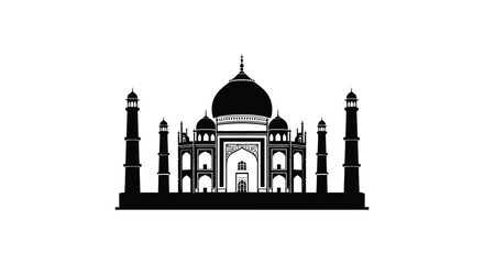 Taj Mahal Silhouette Against A White Background © Skb Creation