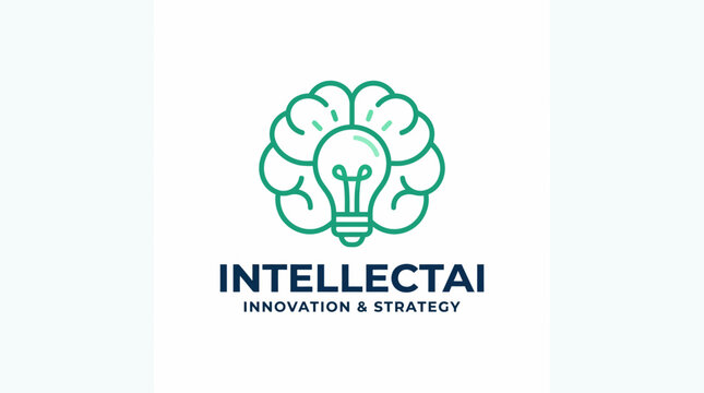 Intellectai Innovation and Strategy Brain Lightbulb Logo.